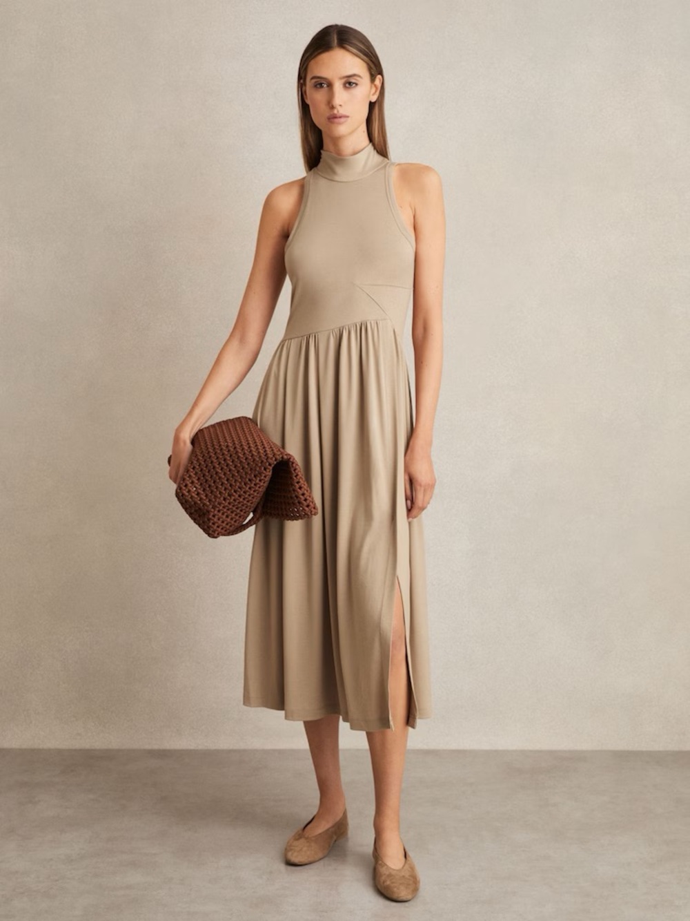 Reiss Women's Blake Sleeveless Jersey Midi Dress Large NWT